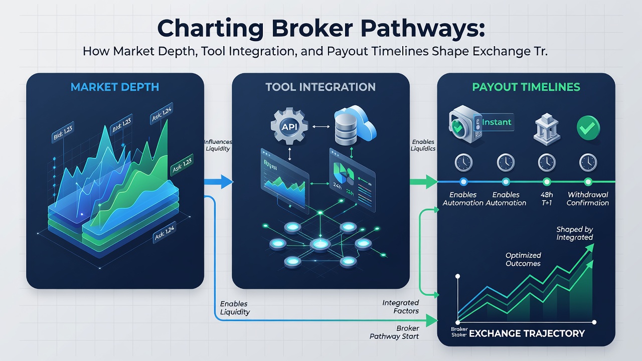 Illustration of integrated trading tools and payout processing systems on broker platforms
