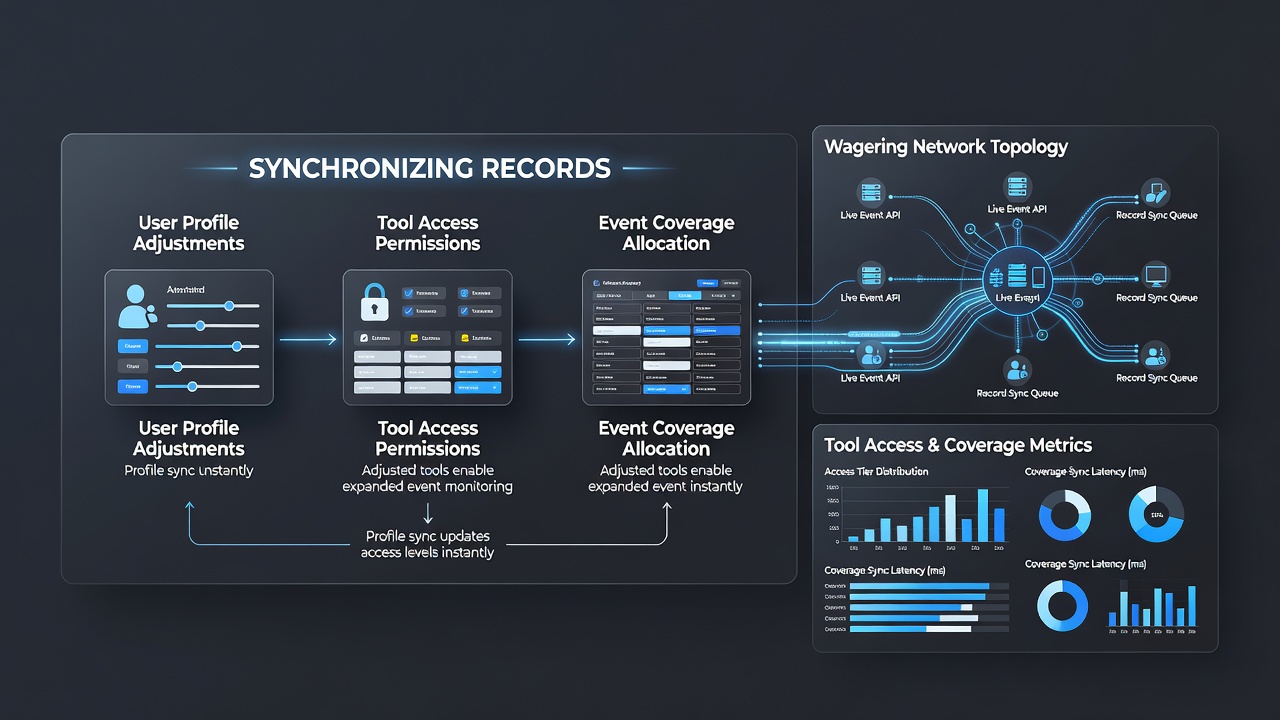 Dashboard view illustrating event coverage expansion after profile record updates in a wagering network
