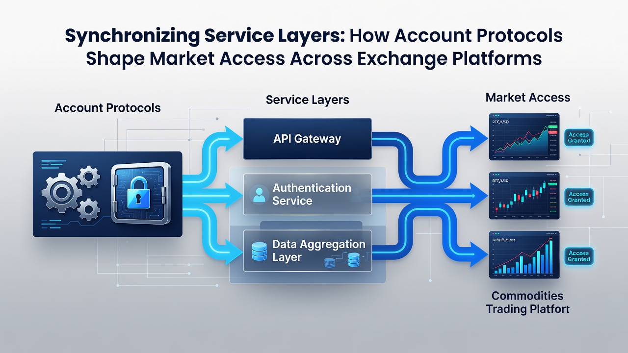 Screenshot of a broker dashboard displaying synchronized account statuses and live market access indicators across multiple exchanges