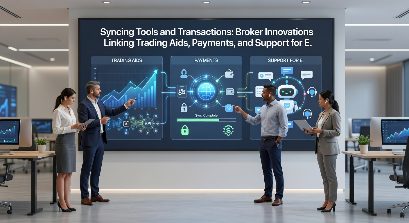 Close-up of synced interface displaying trading bot output, payment confirmation, and support ticket resolution